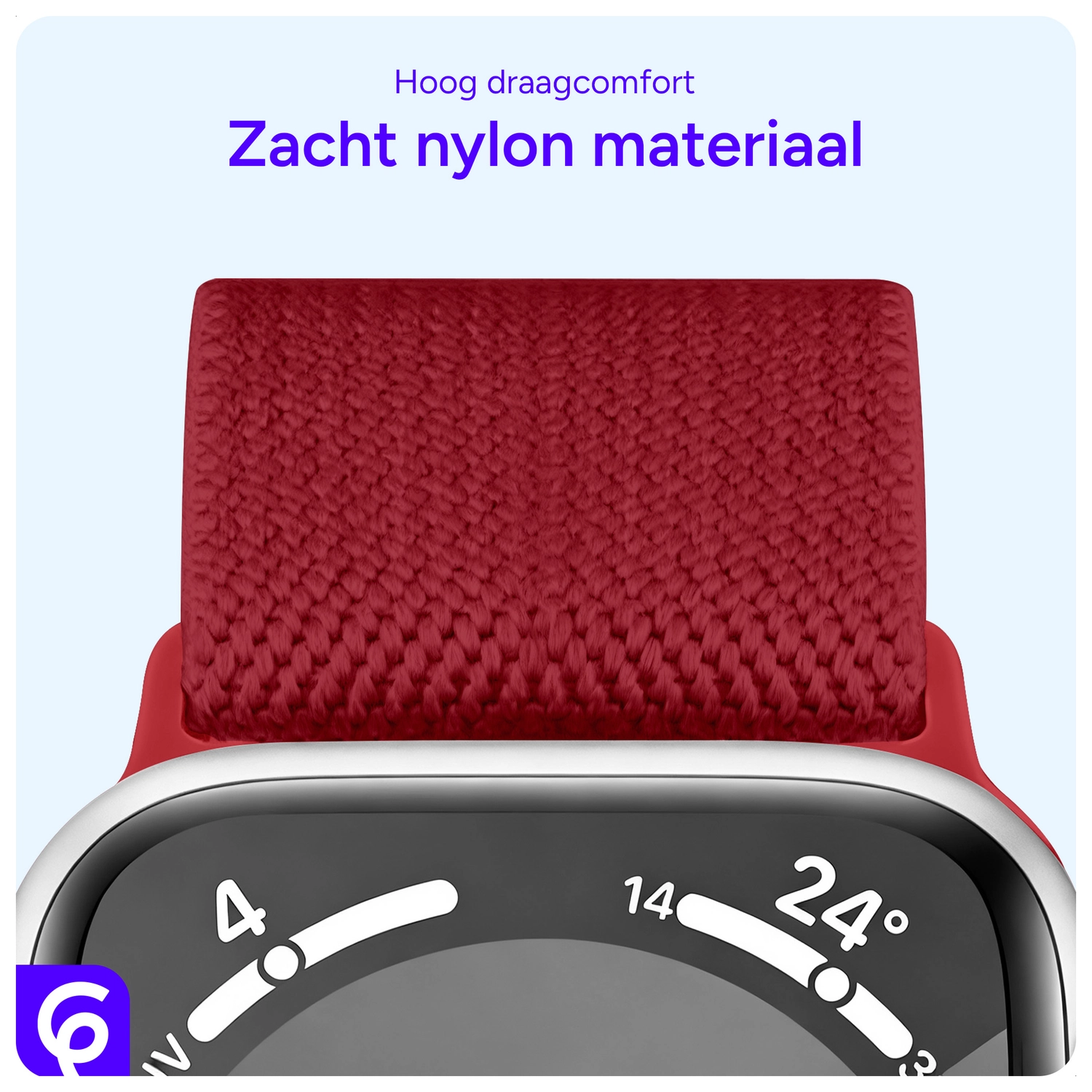 SBG Nylon - Apple Watch Bandje - 1-11/SE/Ultra - 49/46/45/44/42MM - Rood afbeelding 5