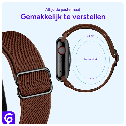 SBG Nylon Apple Watch Bandje 49/46/45/44/42mm Elastisch Sport Bruin afbeelding 4
