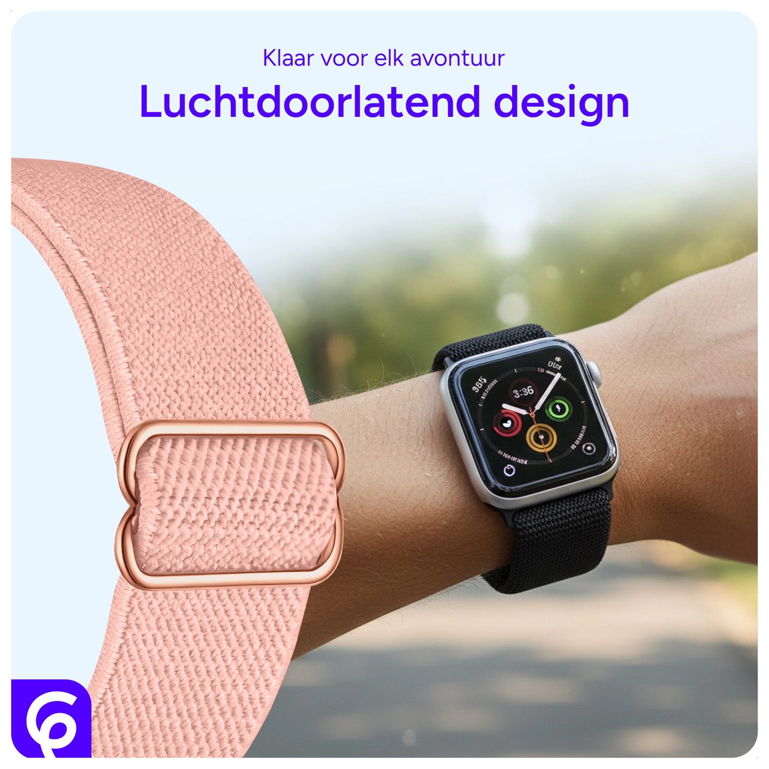 SBG Nylon - Apple Watch Bandje - 1-11/SE/Ultra - 49/46/45/44/42MM - Rose afbeelding 3