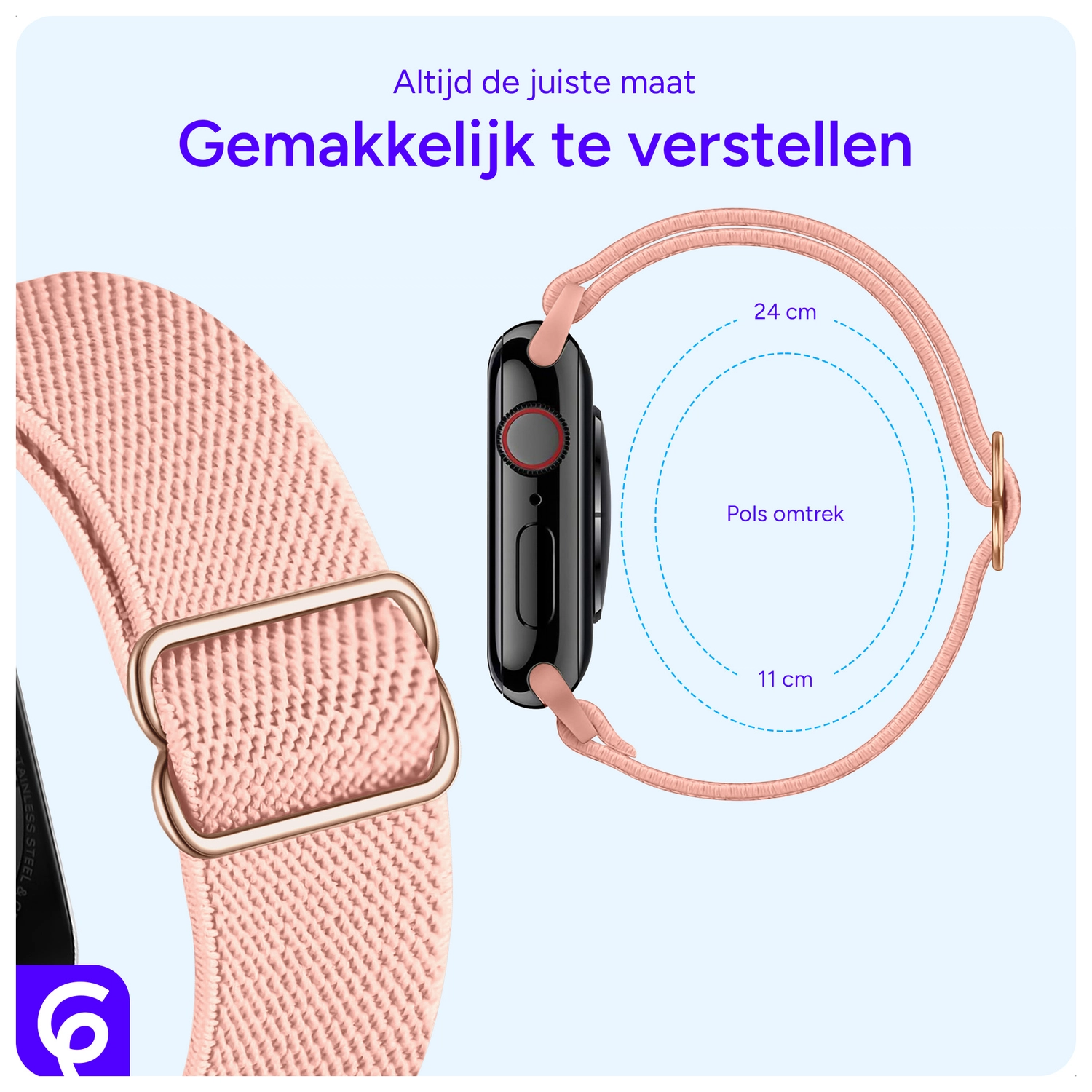 SBG Nylon - Apple Watch Bandje - 1-11/SE/Ultra - 49/46/45/44/42MM - Rose afbeelding 4