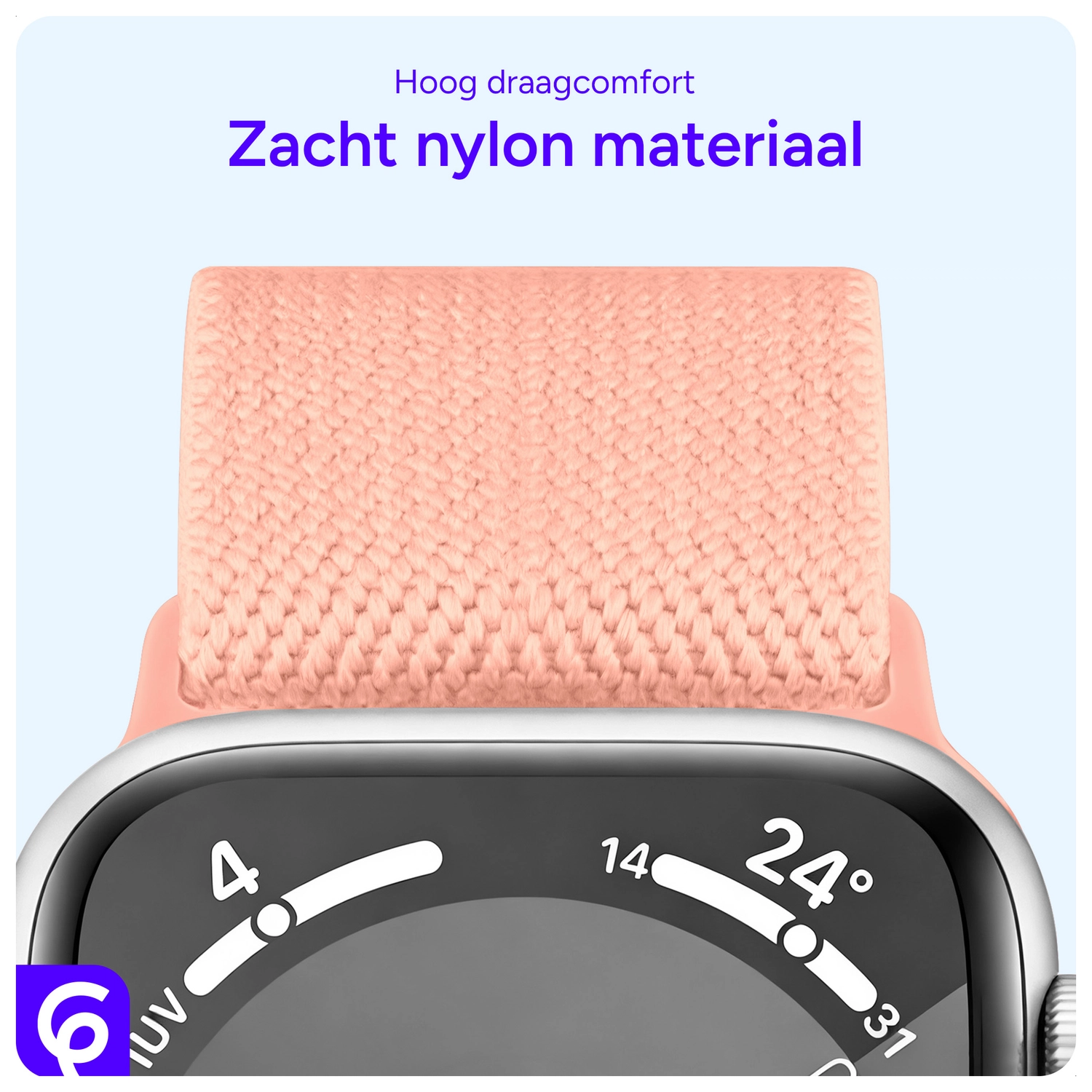 SBG Nylon - Apple Watch Bandje - 1-11/SE/Ultra - 49/46/45/44/42MM - Rose afbeelding 5