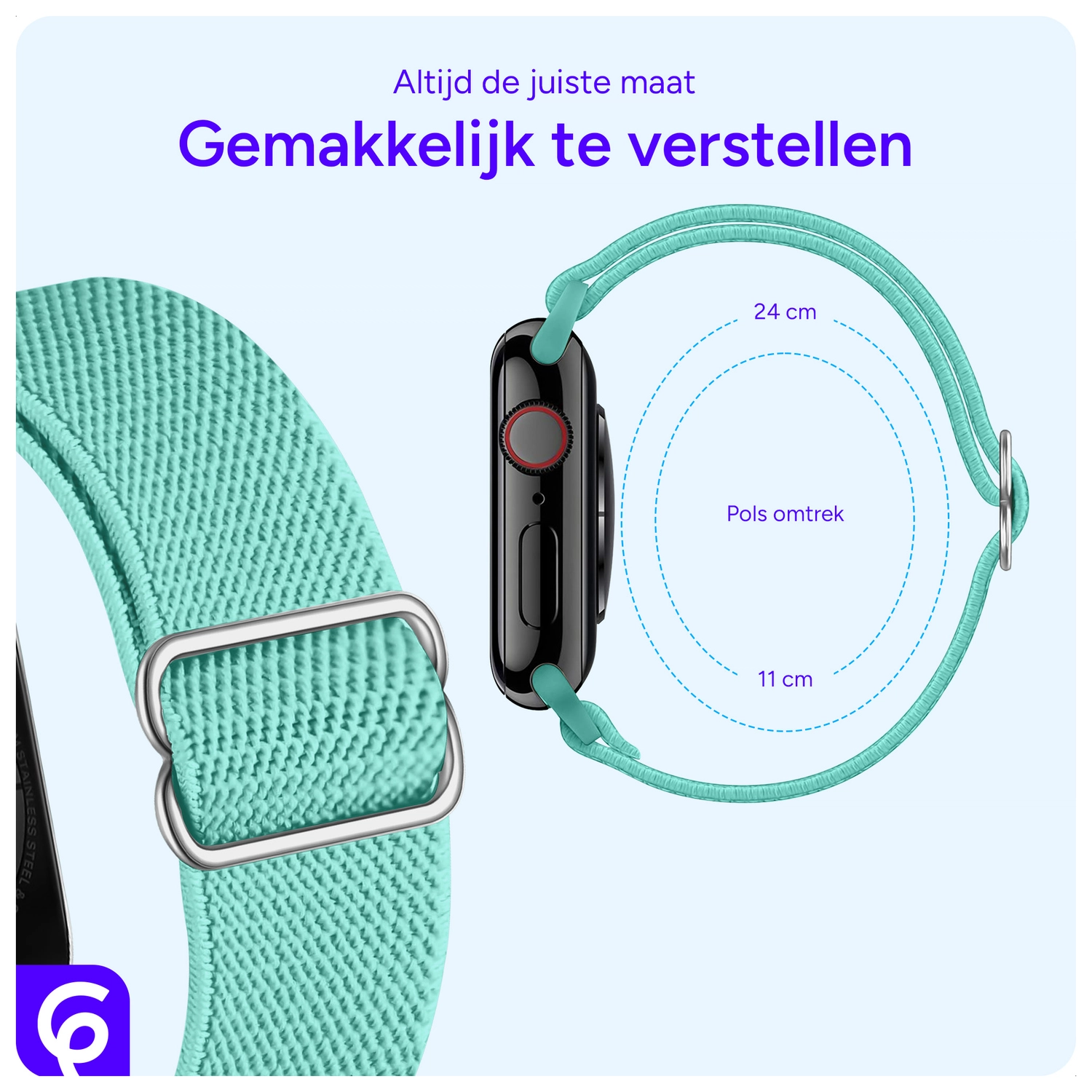 SBG Nylon - Apple Watch Bandje - 1-11/SE/Ultra - 49/46/45/44/42MM - Mint Groen afbeelding 4