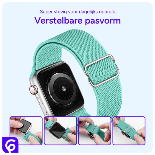 SBG Nylon - Apple Watch Bandje - 1-11/SE/Ultra - 49/46/45/44/42MM - Mint Groen afbeelding 2