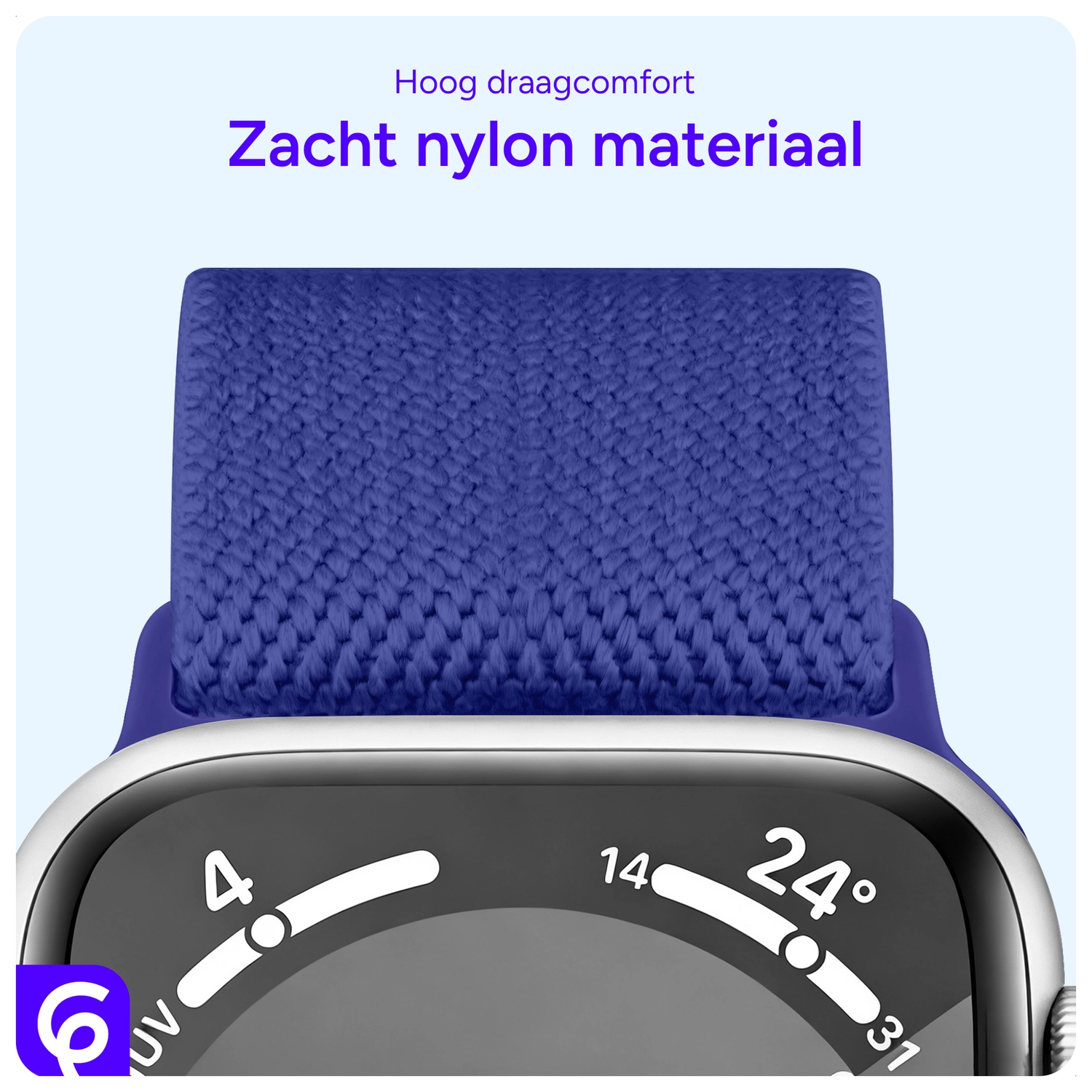 SBG Nylon - Apple Watch Bandje - 1-11/SE/Ultra - 49/46/45/44/42MM - Blauw afbeelding 5