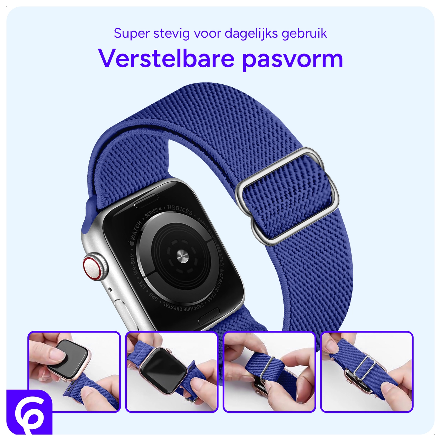 SBG Nylon - Apple Watch Bandje - 1-11/SE/Ultra - 49/46/45/44/42MM - Blauw afbeelding 2