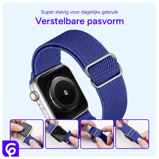 SBG Nylon - Apple Watch Bandje - 1-11/SE/Ultra - 49/46/45/44/42MM - Blauw afbeelding 2