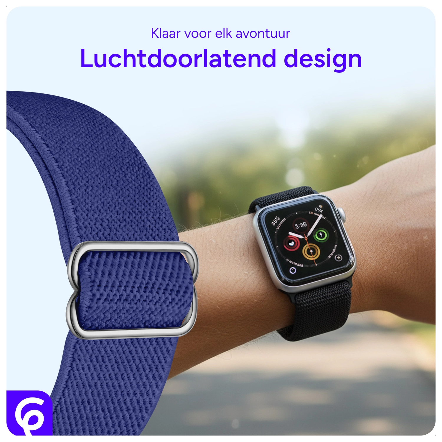 SBG Nylon - Apple Watch Bandje - 1-11/SE/Ultra - 49/46/45/44/42MM - Blauw afbeelding 3