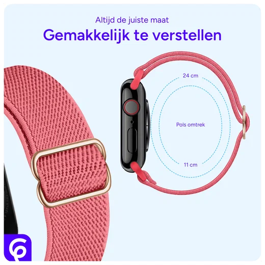 SBG Nylon - Apple Watch Bandje - 1-11/SE/Ultra - 49/46/45/44/42MM - Rose Rood afbeelding 4