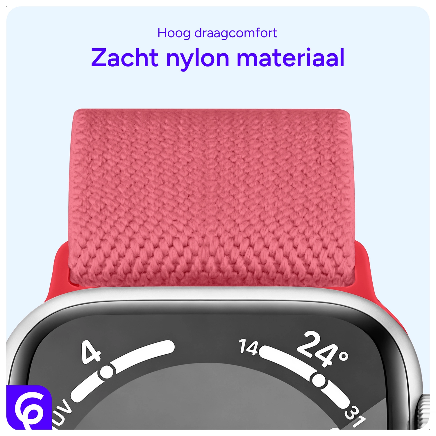 SBG Nylon - Apple Watch Bandje - 1-11/SE/Ultra - 49/46/45/44/42MM - Rose Rood afbeelding 5