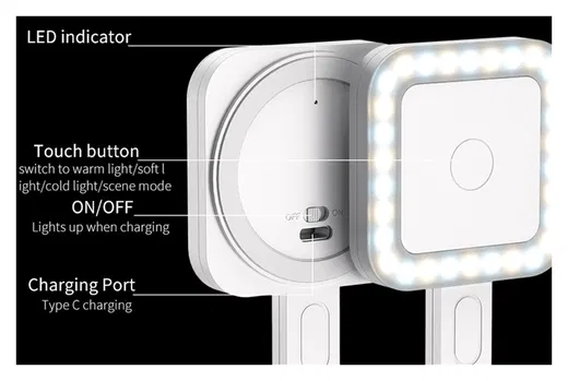 MagSafe Selfie Telefoon Lamp voor Make Up/Vloggen/Foto/Selfie Zwart afbeelding 3