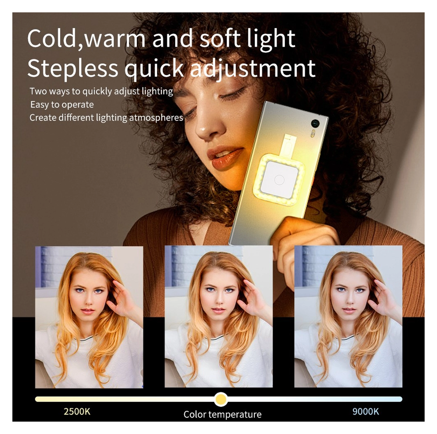 MagSafe Selfie Telefoon Lamp voor Make Up/Vloggen/Foto/Selfie Zwart afbeelding 4