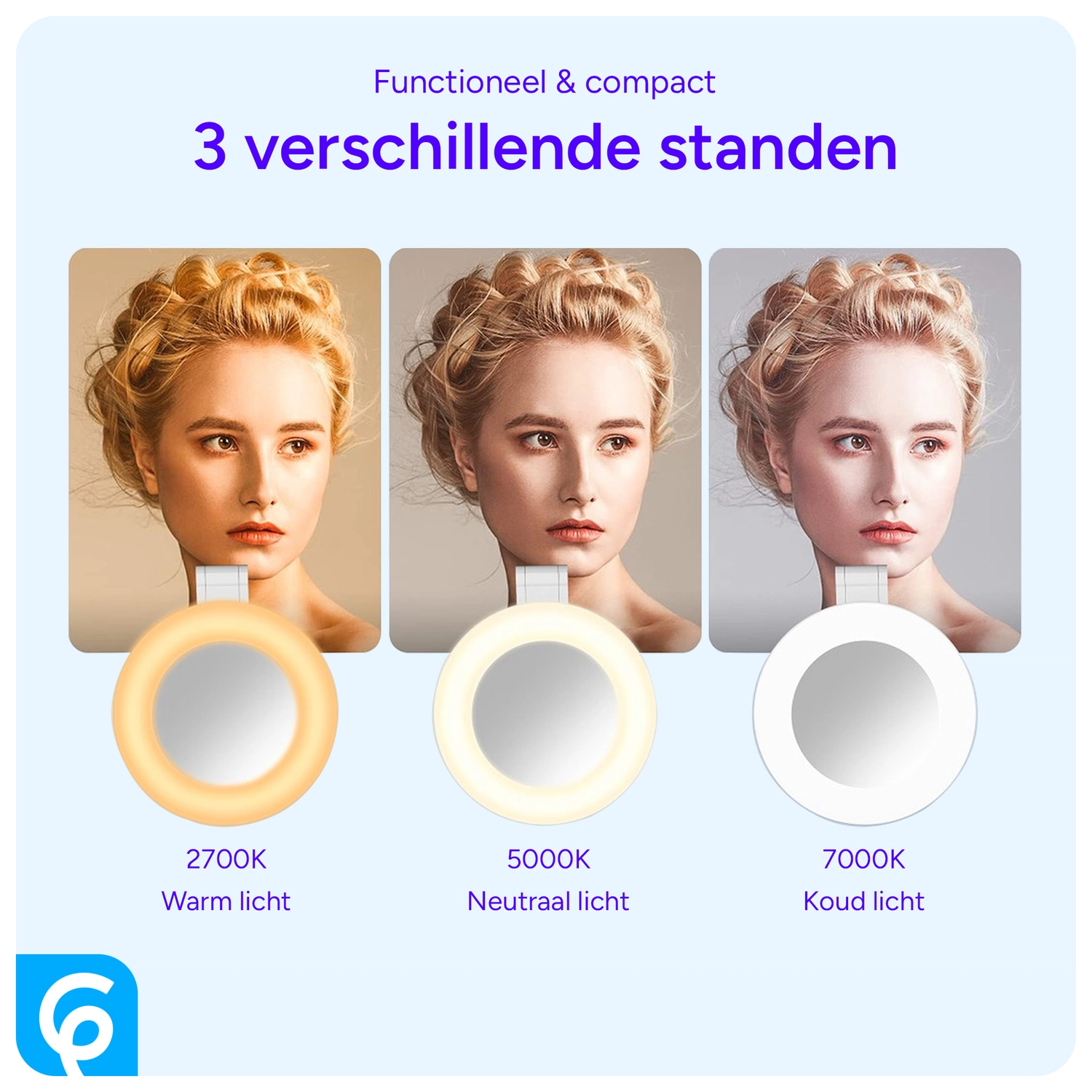 MagSafe Telefoon Spiegel voor Make Up/Vloggen/Foto/Selfie Wit afbeelding 7