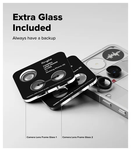 Ringke Frame Glass Nothing Phone (3) Camera Protector Zwart (2-Pack) afbeelding 4