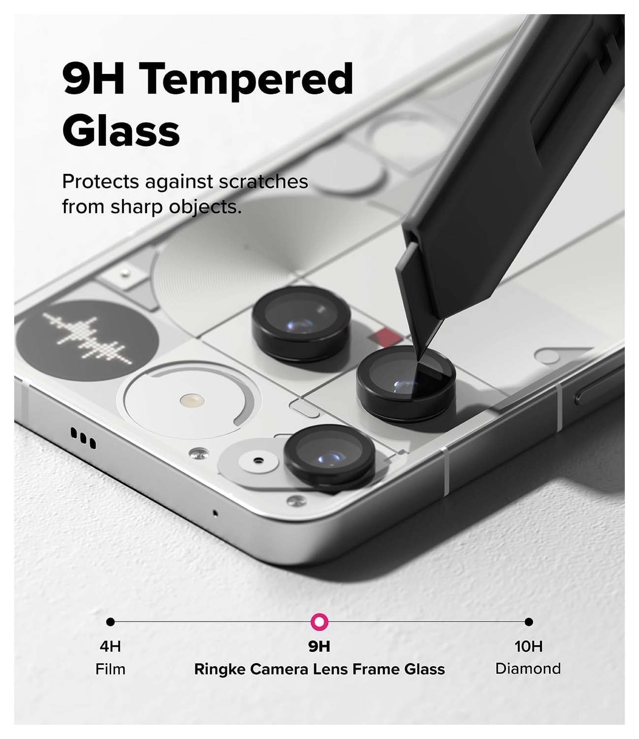Ringke Frame Glass Nothing Phone (3) Camera Protector Zwart (2-Pack) afbeelding 5