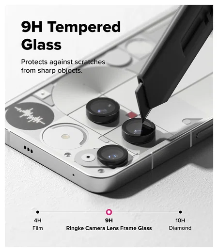 Ringke Frame Glass Nothing Phone (3) Camera Protector Zwart (2-Pack) afbeelding 5