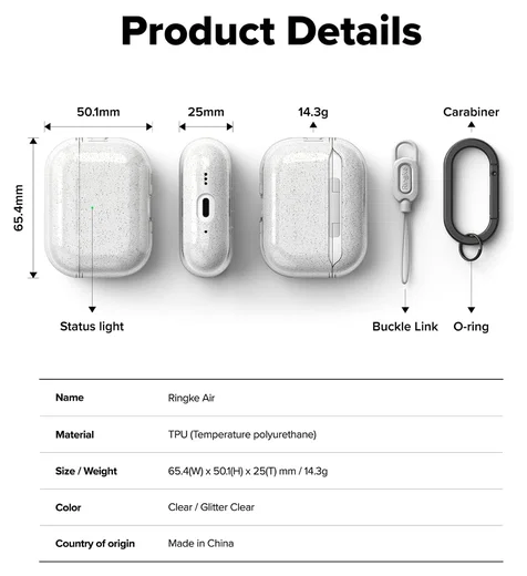 Ringke Air Case Apple AirPods Pro 3 Hoesje TPU Glitter Transparant afbeelding 7