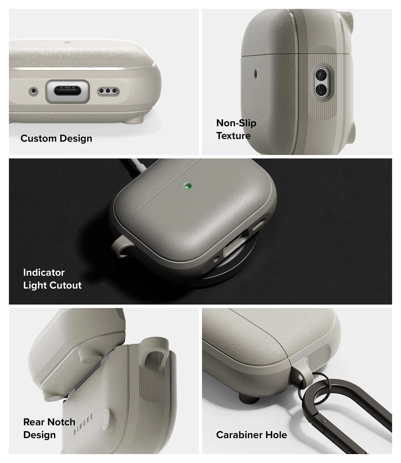 Ringke Onyx Magnetic Apple AirPods Pro 3 Hoesje Case Grijs afbeelding 6