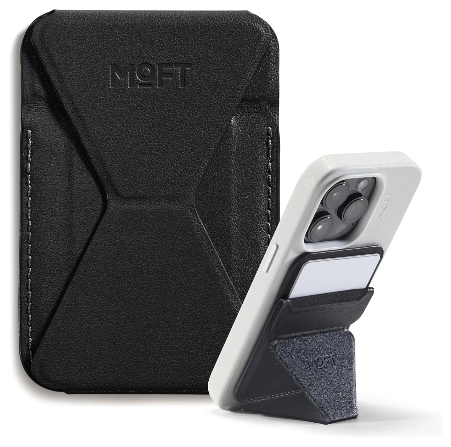 MOFT MOVAS Snap-On MagSafe Kaarthouder Vegan Leer Pasjeshouder Zwart afbeelding 1
