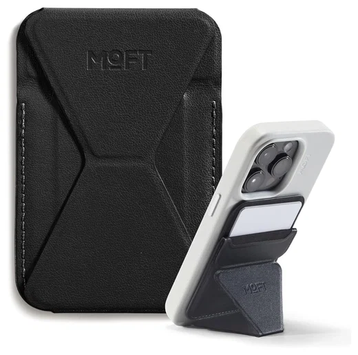 MOFT MOVAS Snap-On MagSafe Kaarthouder Vegan Leer Pasjeshouder Zwart afbeelding 1