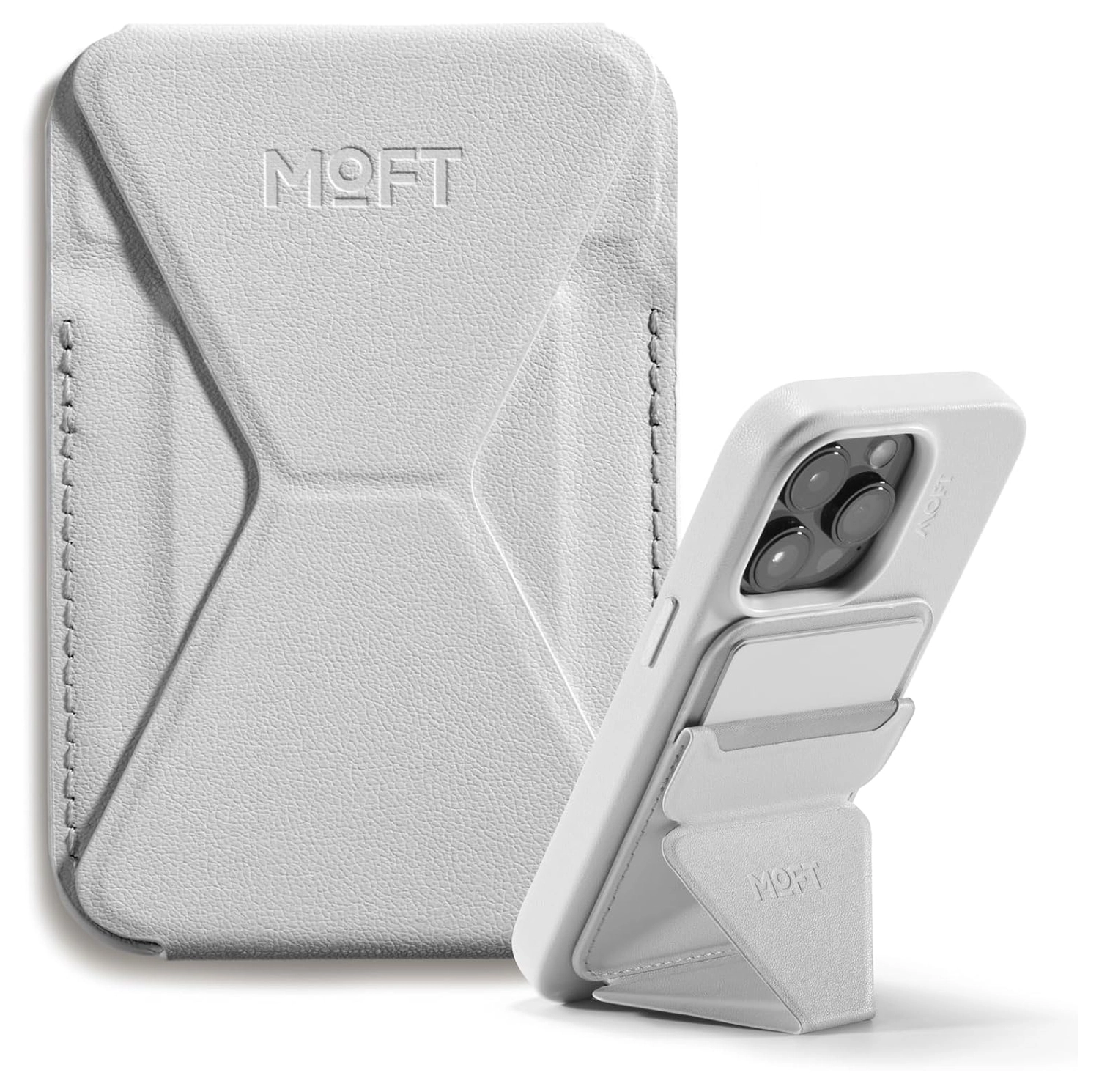MOFT MOVAS Snap-On MagSafe Kaarthouder Vegan Leer Pasjeshouder Grijs afbeelding 1