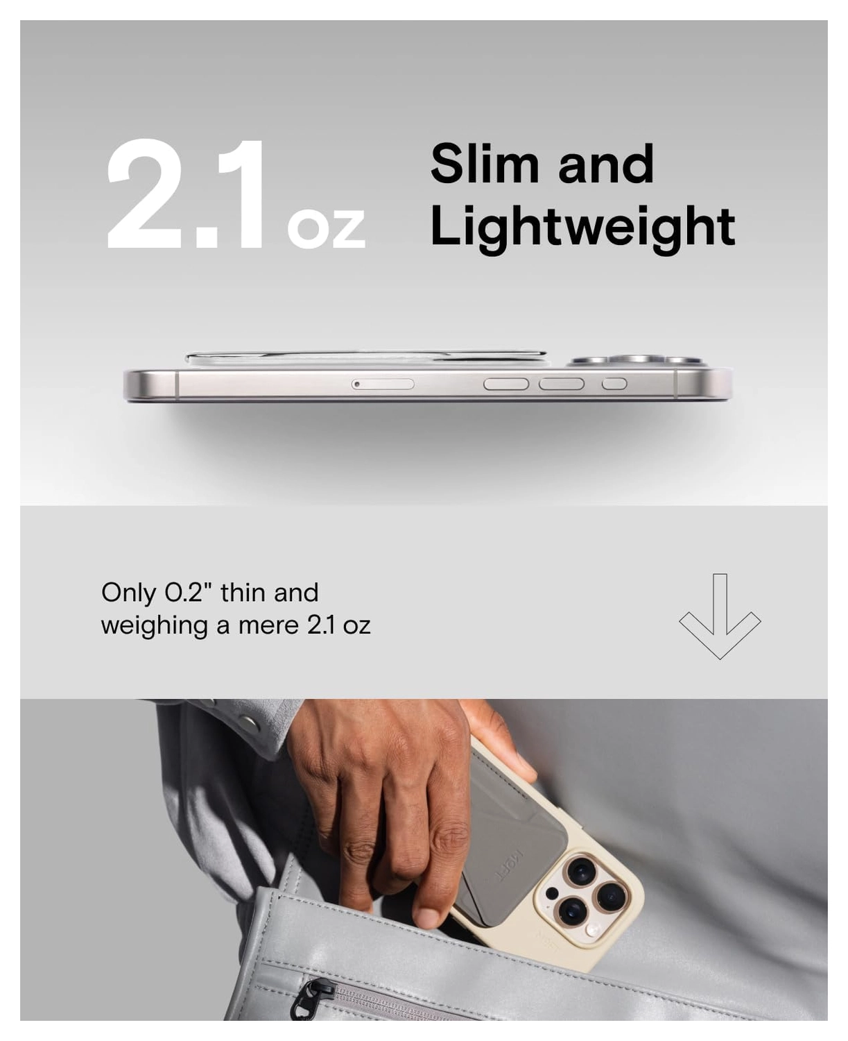 MOFT MOVAS Snap-On MagSafe Kaarthouder Vegan Leer Pasjeshouder Grijs afbeelding 5