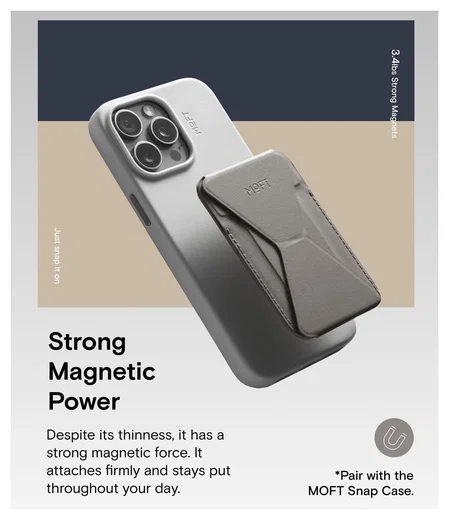 MOFT MOVAS Snap-On MagSafe Kaarthouder Vegan Leer Pasjeshouder Taupe afbeelding 4