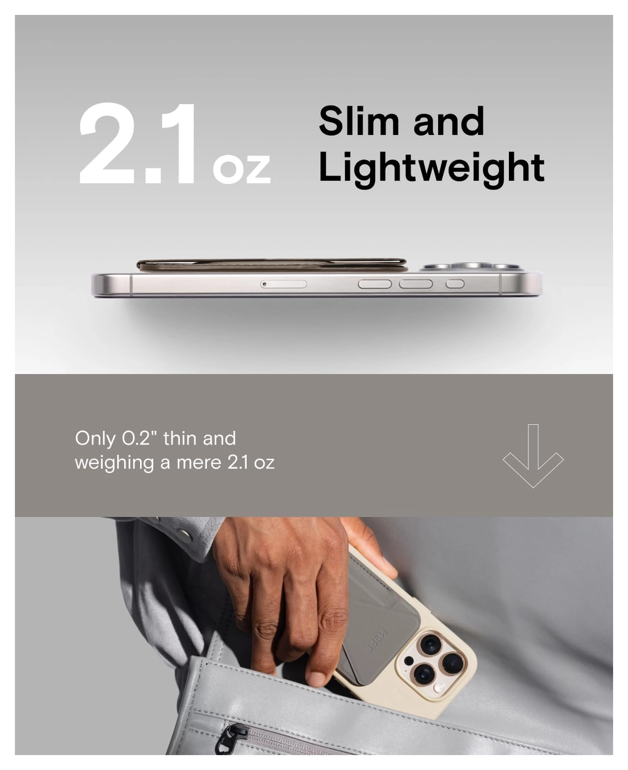 MOFT MOVAS Snap-On MagSafe Kaarthouder Vegan Leer Pasjeshouder Taupe afbeelding 5