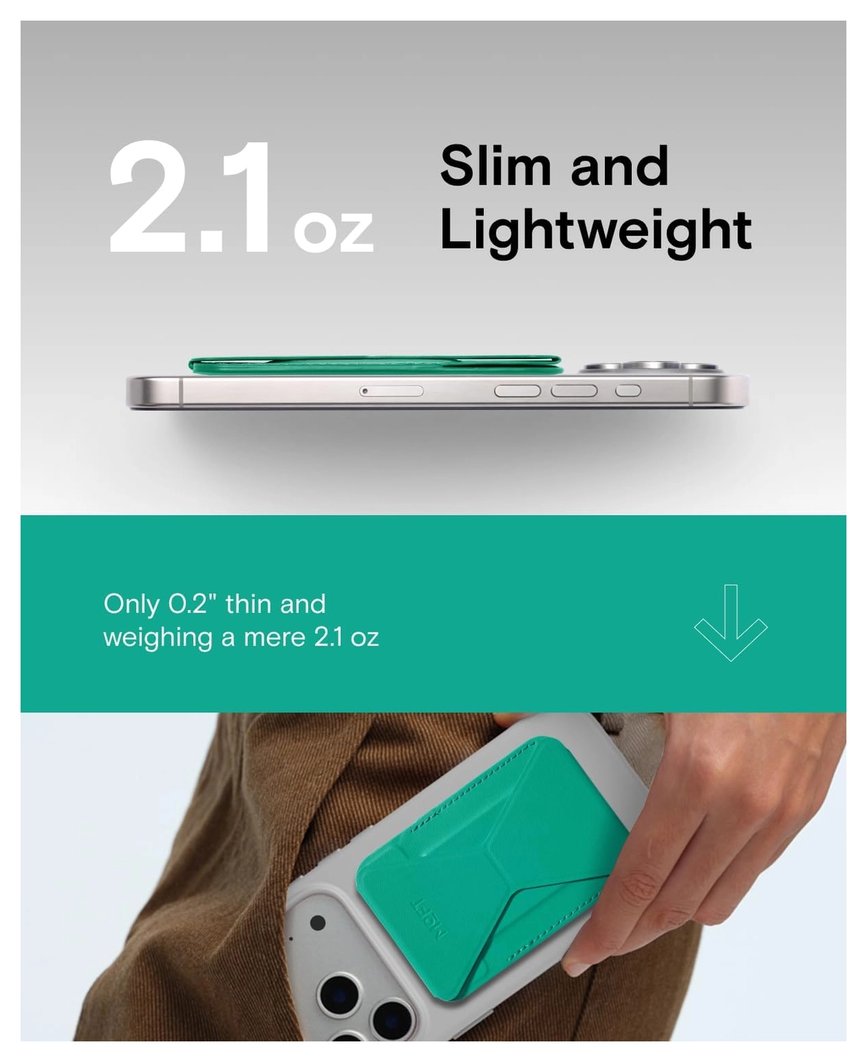 MOFT MOVAS Snap-On MagSafe Kaarthouder Vegan Leer Pasjeshouder Groen afbeelding 5