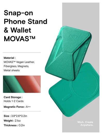 MOFT MOVAS Snap-On MagSafe Kaarthouder Vegan Leer Pasjeshouder Groen afbeelding 8