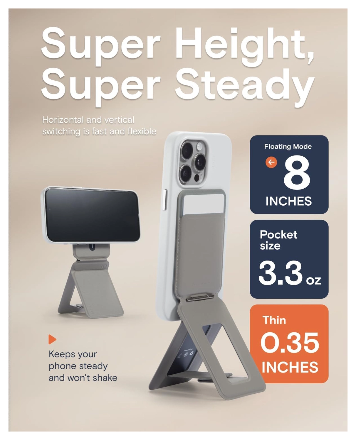 MOFT Tripod Wallet MOVAS MagSafe Kaarthouder met Uitklapbare Standaard Taupe afbeelding 7