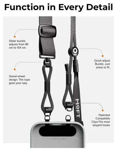 MOFT Universeel Crossbody Telefoonkoord / Telefoonketting Verstelbaar Grijs afbeelding 4