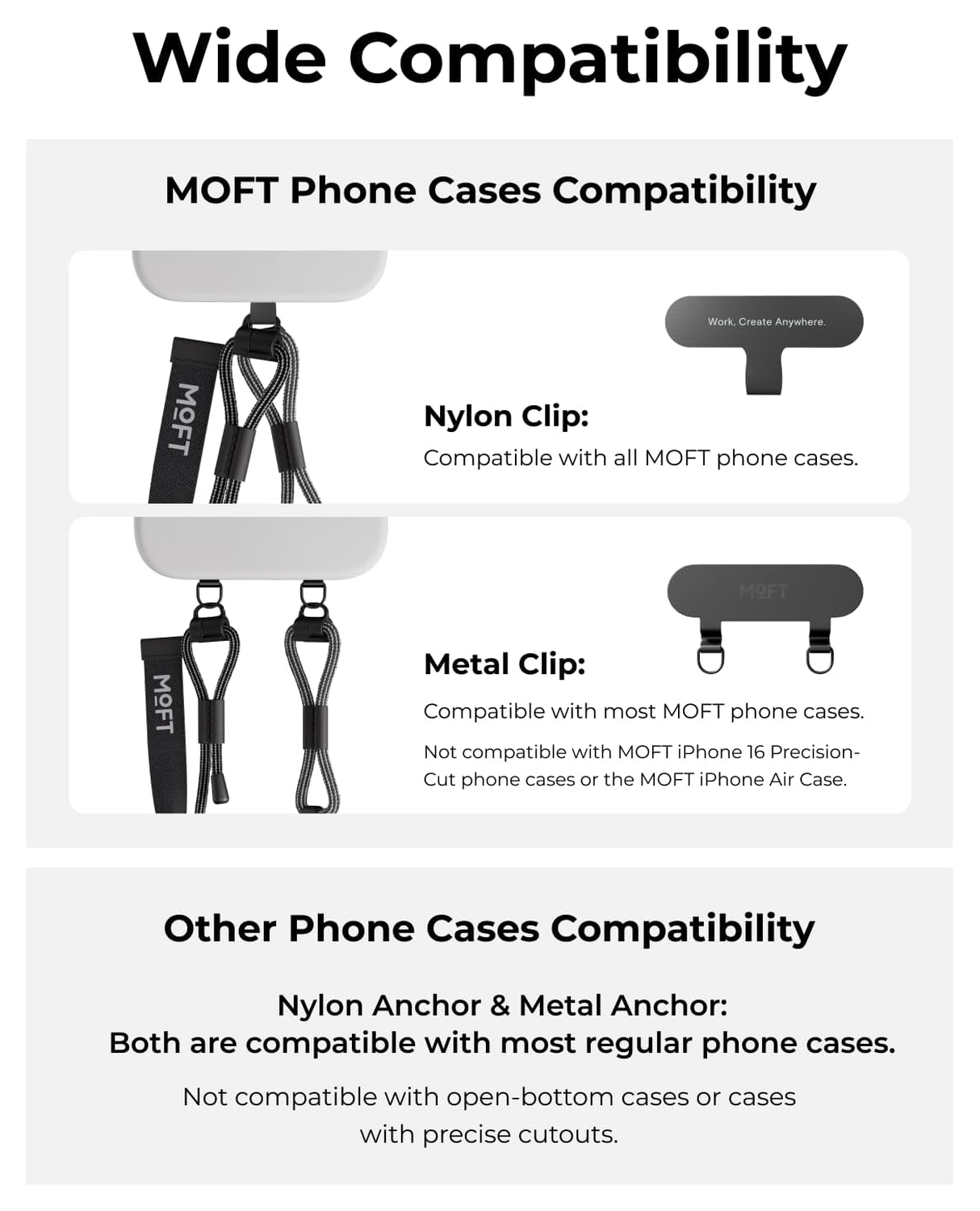 MOFT Universeel Crossbody Telefoonkoord / Telefoonketting Verstelbaar Grijs afbeelding 9