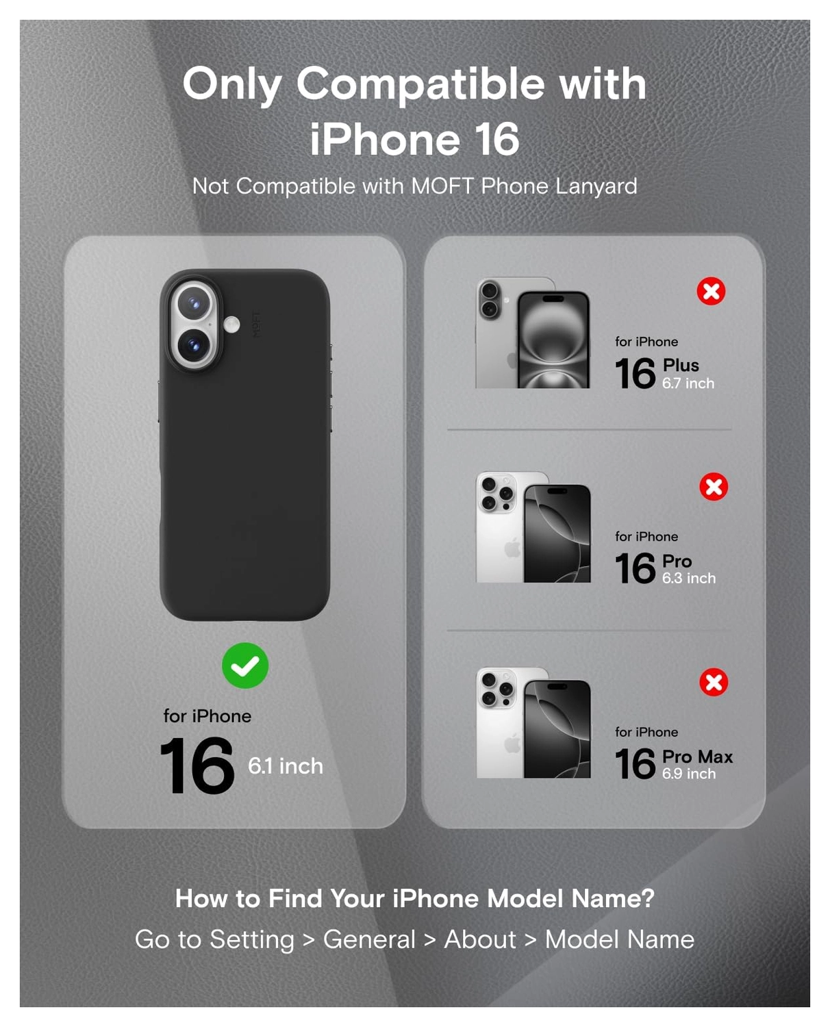 MOFT MOVAS Snap iPhone 16 Hoesje MagSafe Vegan Leer Back Cover Zwart afbeelding 9