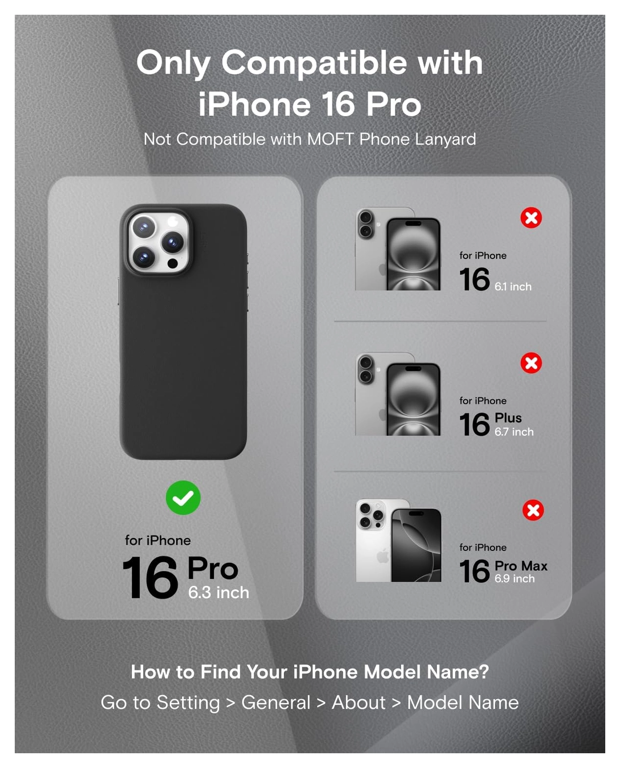 MOFT MOVAS Snap iPhone 16 Pro Hoesje MagSafe Vegan Leer Back Cover Zwart afbeelding 9