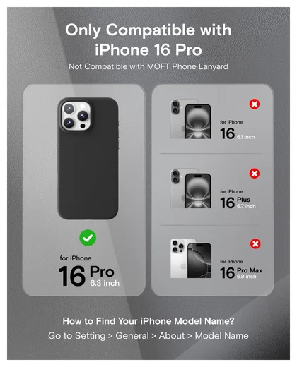 MOFT MOVAS Snap iPhone 16 Pro Hoesje MagSafe Vegan Leer Back Cover Zwart afbeelding 9