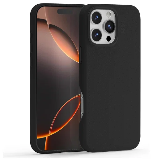 MOFT MOVAS Snap iPhone 16 Pro Max Hoesje MagSafe Vegan Leer Back Cover Zwart afbeelding 1
