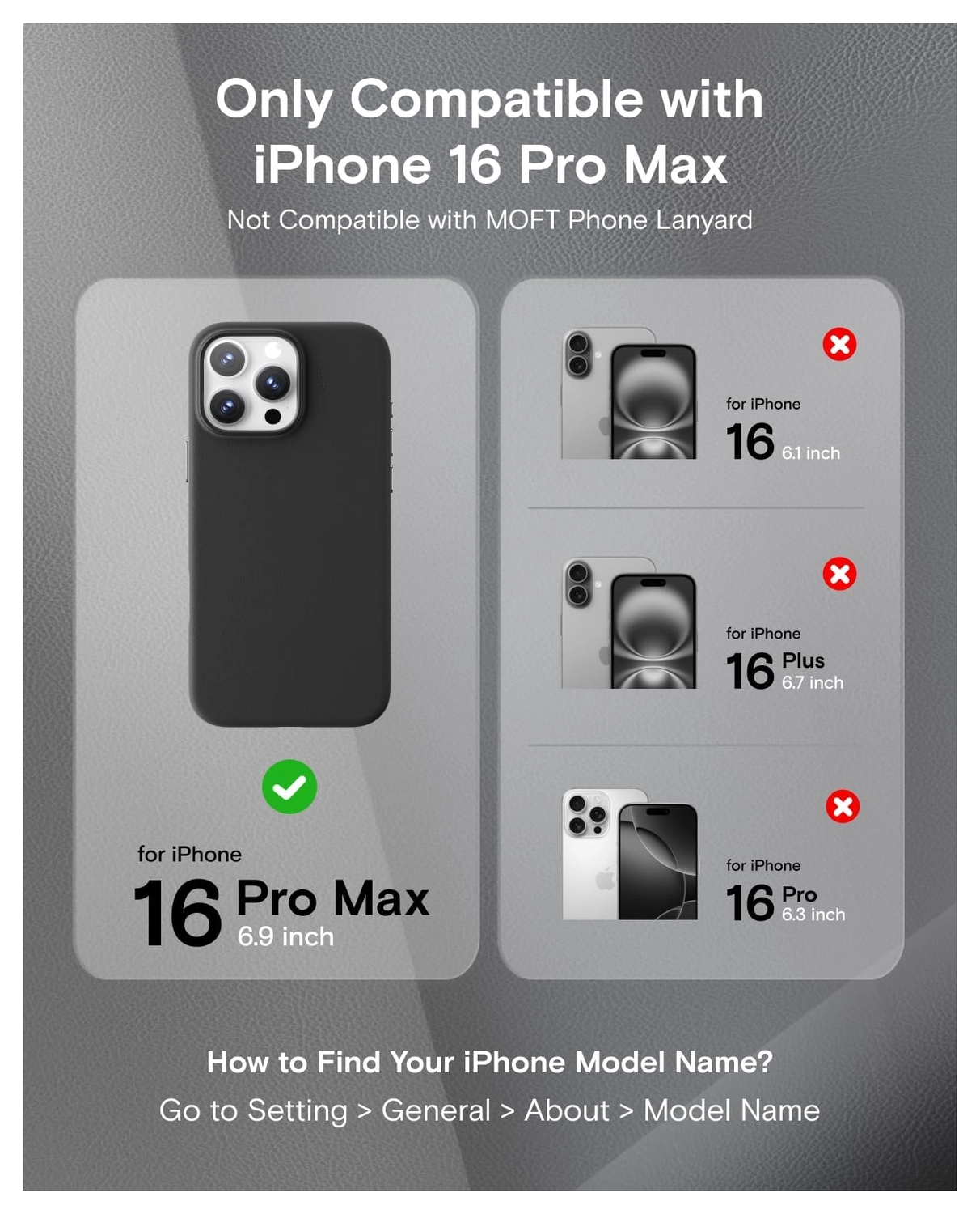 MOFT MOVAS Snap iPhone 16 Pro Max Hoesje MagSafe Vegan Leer Back Cover Zwart afbeelding 9