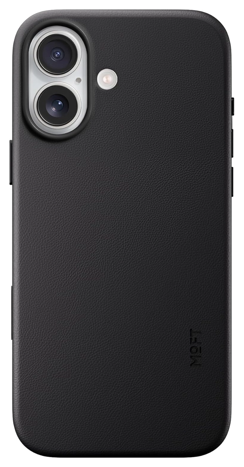 MOFT MOVAS Snap iPhone 17 Hoesje MagSafe Vegan Leer Back Cover Zwart afbeelding 1