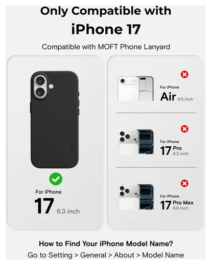 MOFT MOVAS Snap iPhone 17 Hoesje MagSafe Vegan Leer Back Cover Zwart afbeelding 4