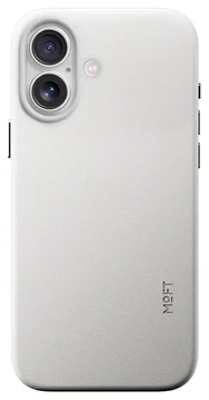 MOFT MOVAS Snap iPhone 17 Hoesje MagSafe Vegan Leer Back Cover Grijs