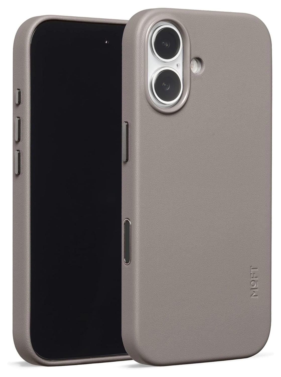 MOFT MOVAS Snap iPhone 17 Hoesje MagSafe Vegan Leer Back Cover Taupe afbeelding 2