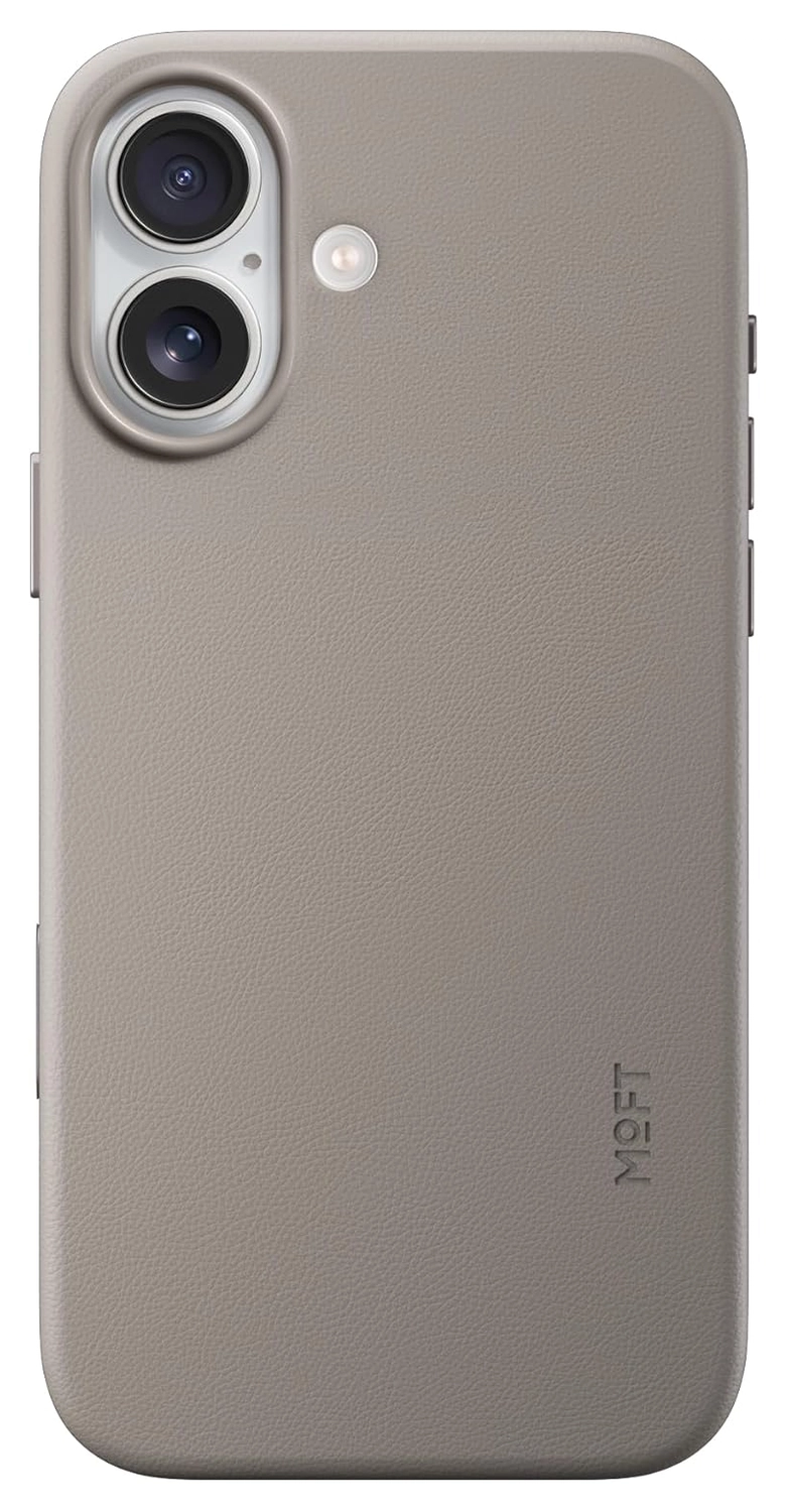 MOFT MOVAS Snap iPhone 17 Hoesje MagSafe Vegan Leer Back Cover Taupe afbeelding 1