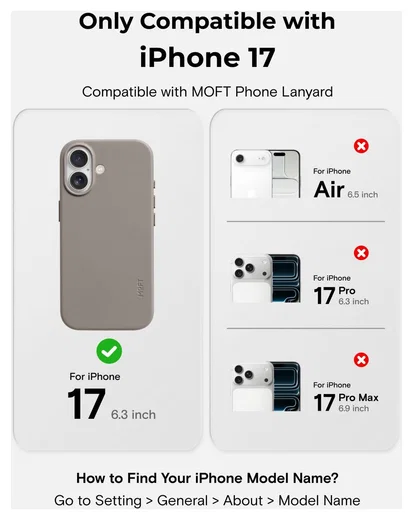 MOFT MOVAS Snap iPhone 17 Hoesje MagSafe Vegan Leer Back Cover Taupe afbeelding 4