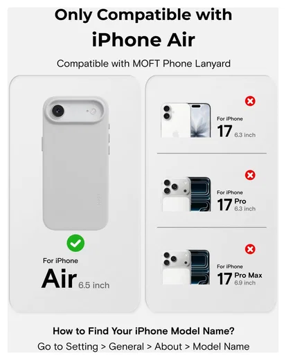 MOFT MOVAS Snap iPhone Air Hoesje MagSafe Vegan Leer Back Cover Grijs afbeelding 4