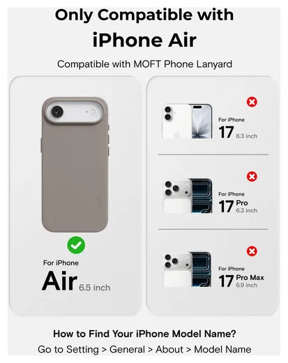 MOFT MOVAS Snap iPhone Air Hoesje MagSafe Vegan Leer Back Cover Taupe afbeelding 4