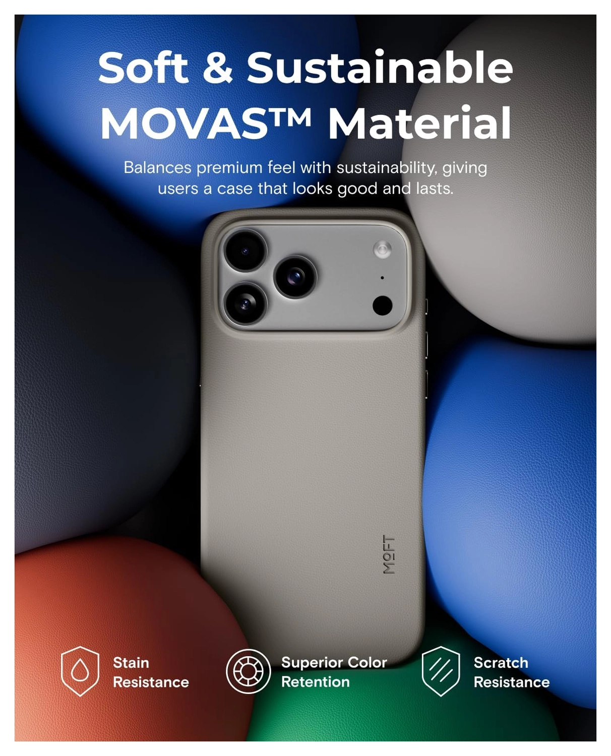 MOFT MOVAS Snap iPhone Air Hoesje MagSafe Vegan Leer Back Cover Taupe afbeelding 5