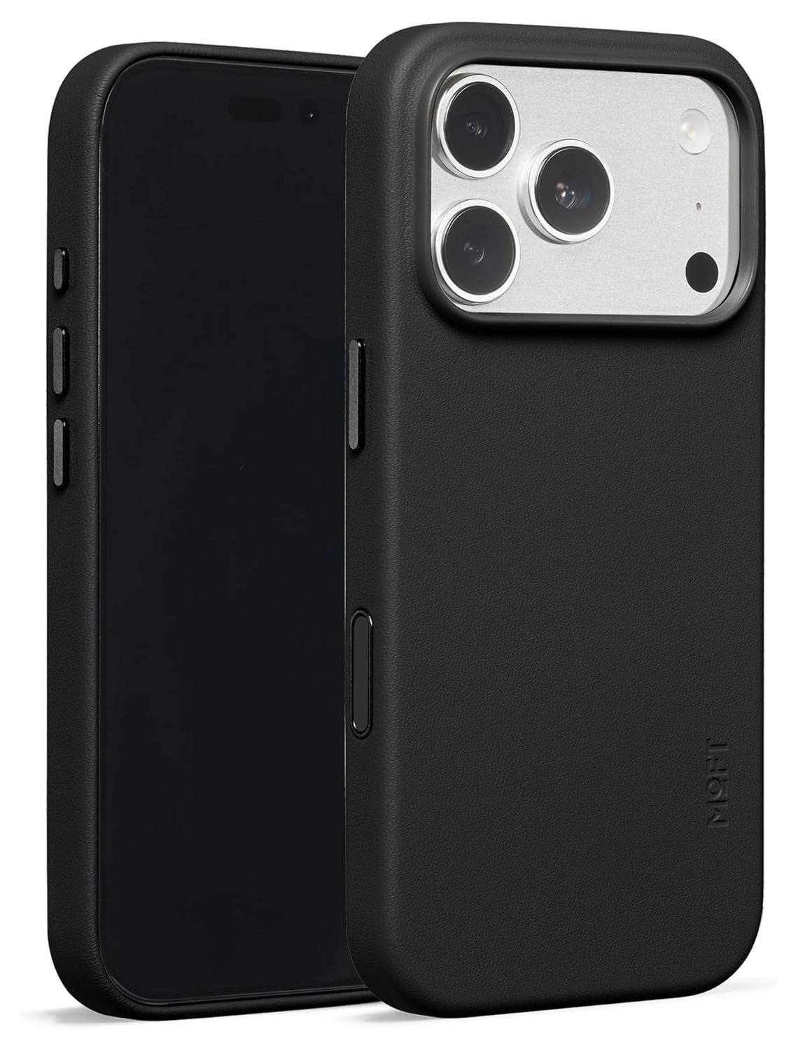 MOFT MOVAS Snap iPhone 17 Pro Hoesje MagSafe Vegan Leer Back Cover Zwart afbeelding 2