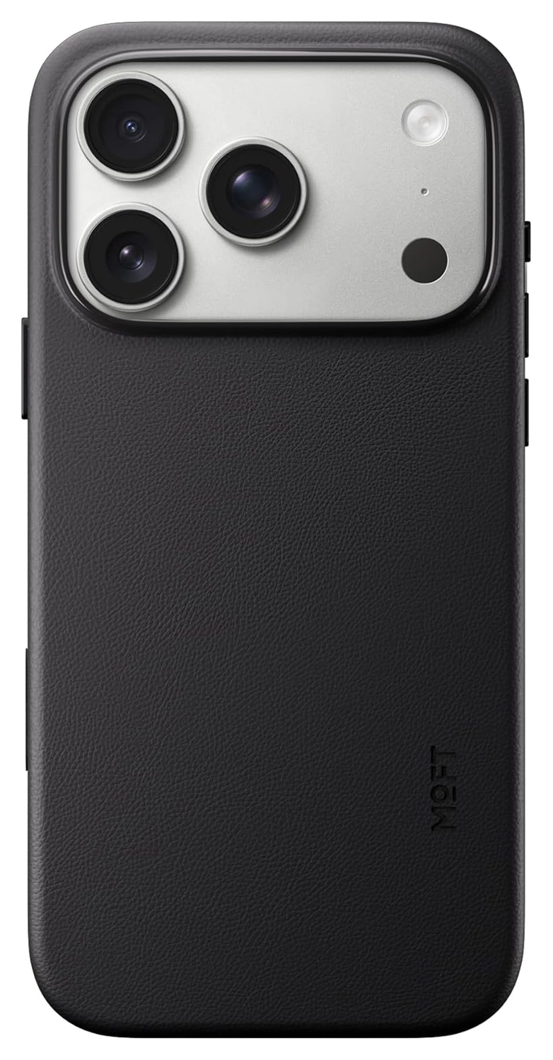 MOFT MOVAS Snap iPhone 17 Pro Hoesje MagSafe Vegan Leer Back Cover Zwart afbeelding 1