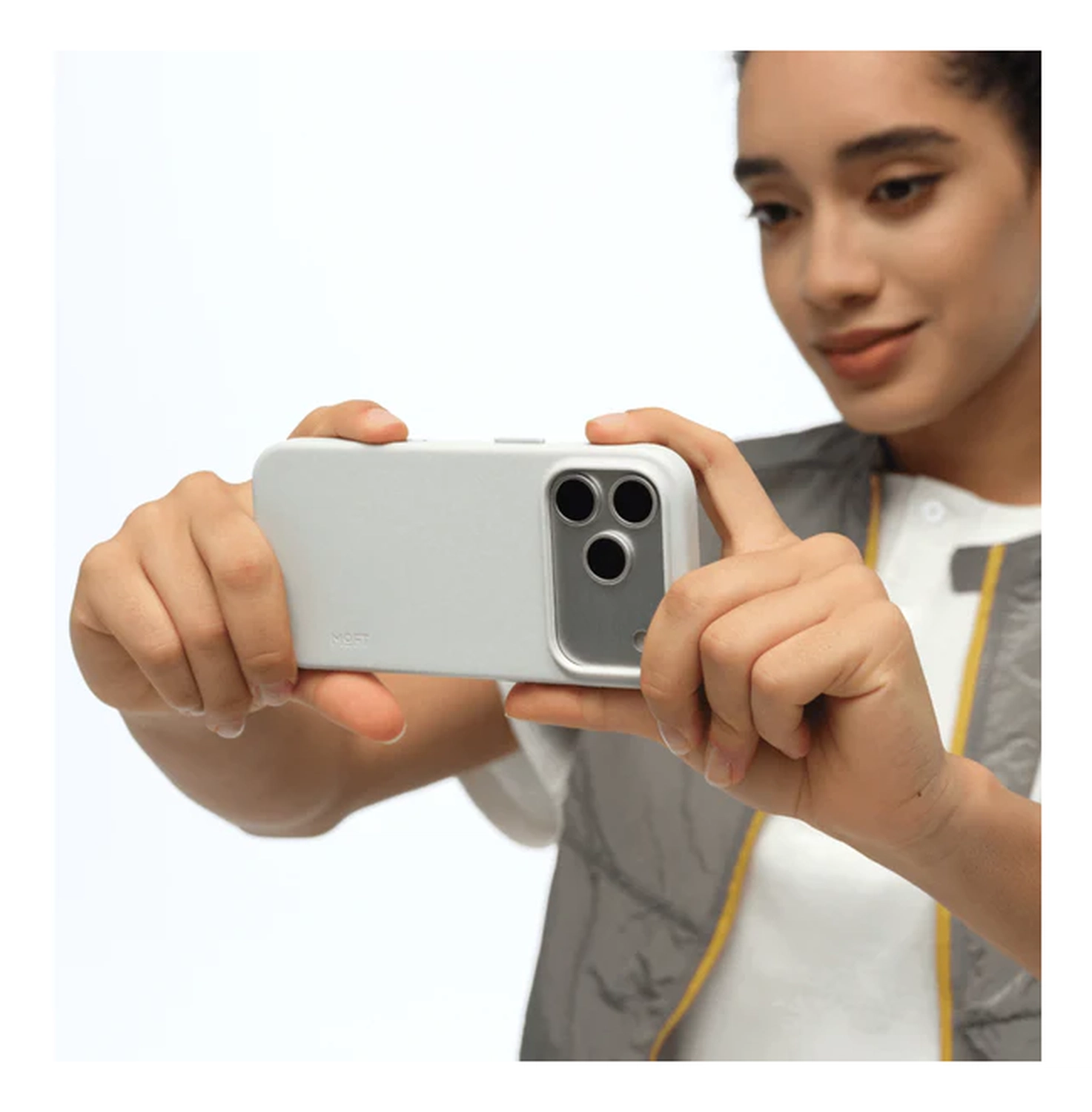MOFT MOVAS Snap iPhone 17 Pro Hoesje MagSafe Vegan Leer Back Cover Grijs afbeelding 16