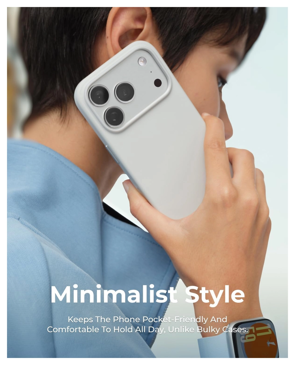 MOFT MOVAS Snap iPhone 17 Pro Hoesje MagSafe Vegan Leer Back Cover Grijs afbeelding 6